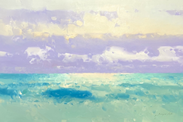 Turquoise Ocean, Original oil Painting, Handmade artwork, One of a Kind           
